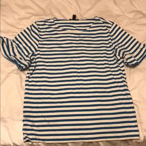 J. Crew Striped ruffle sleeve tee